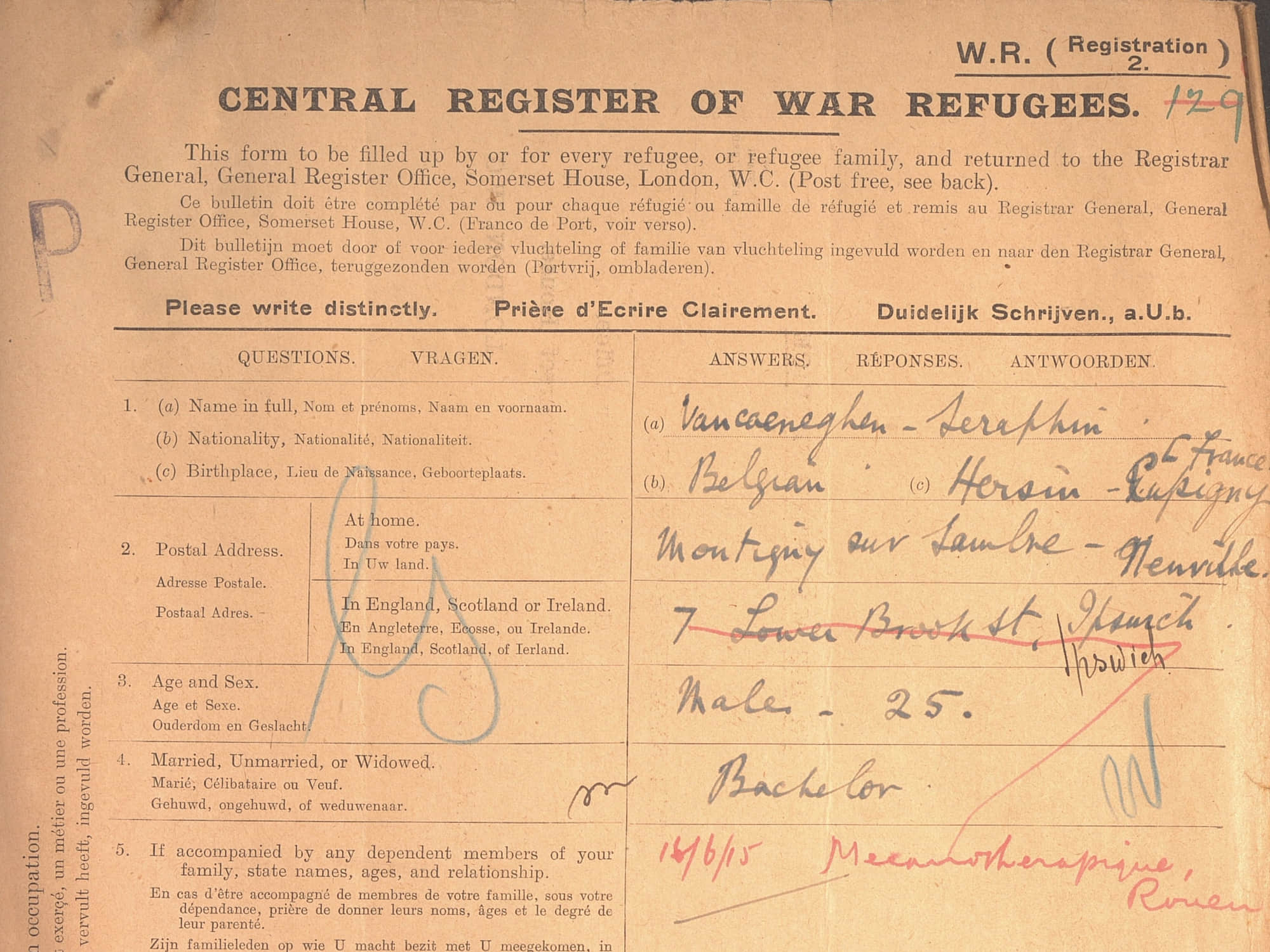 Vind Belgische vluchtelingen in het Central Register of Belgian Refugees
