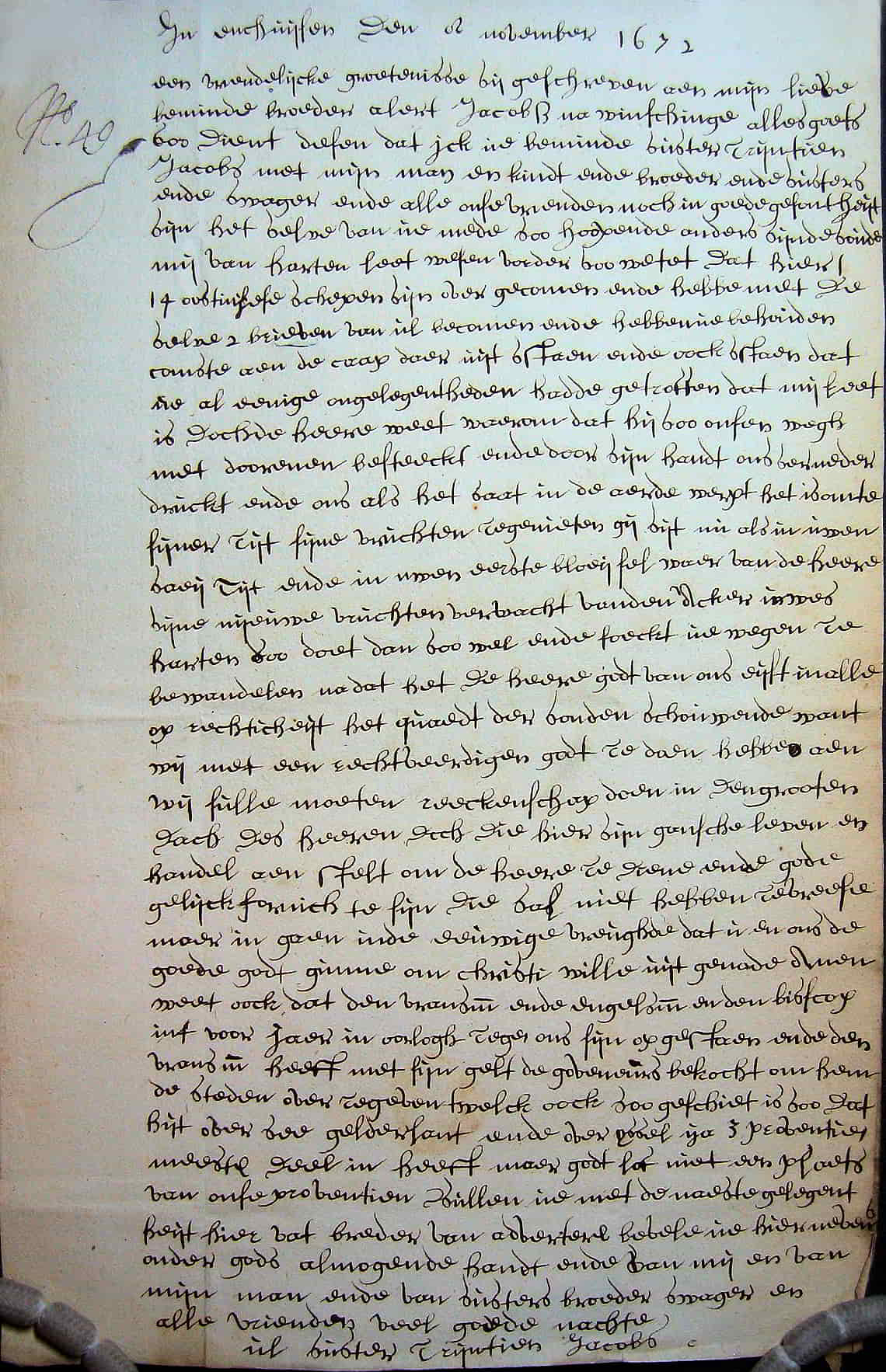 Brief uit 1672 - Steden worden in oorlogstijd verkocht