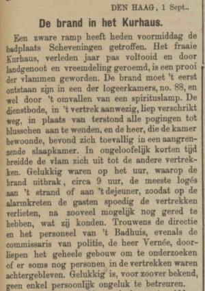 1886-09-02 HC - Een jaar na de opening brandt het Kurhaus in Scheveningen geheel af