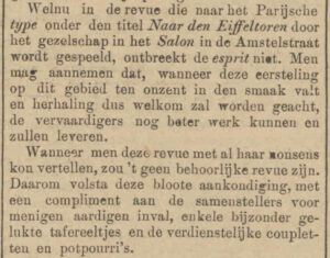 1889-09-04 AH - August Reyding produceert de eerste Nederlandse revue "Naar de Eiffeltoren!"