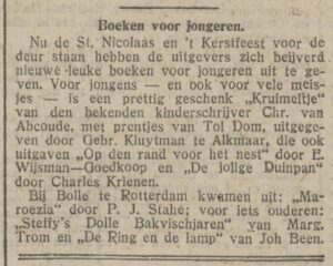 1923-12-05 DT - Chris van Abkoude publiceert zijn boek Kruimeltje