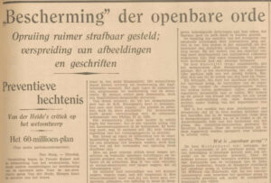 1934-05-02 HV - Door een wetswijzing wordt er strenger opgetreden tegen opruiing en wordt het beledigen van bevolkingsgroepen (zoals Joden of katholieken) strafbaar gesteld