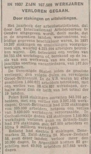 1938-08-20 GD - In veel landen, ook buiten Europa, breken stakingen uit voor betere arbeidsomstandigheden en lonen