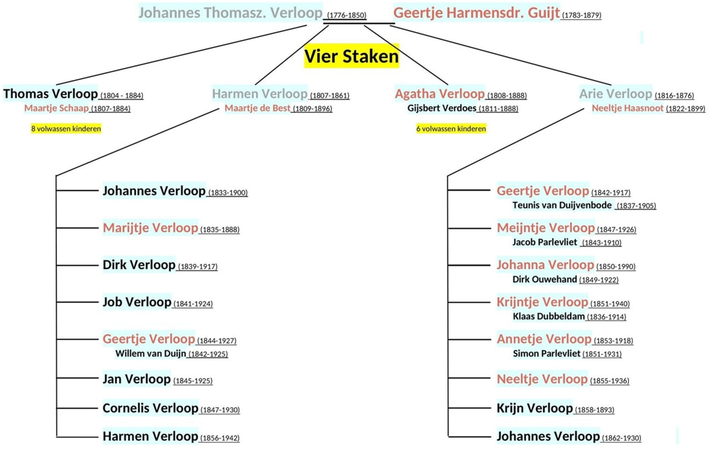 Geneagram van de comparanten in 1880