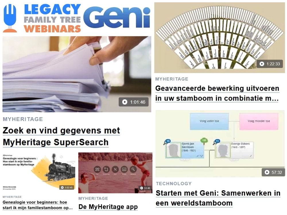 De Legacy Family Tree Webinars