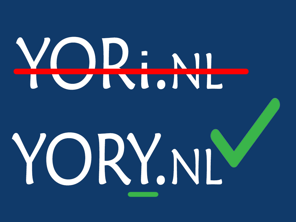 Het is niet yori.nl maar yory.nl