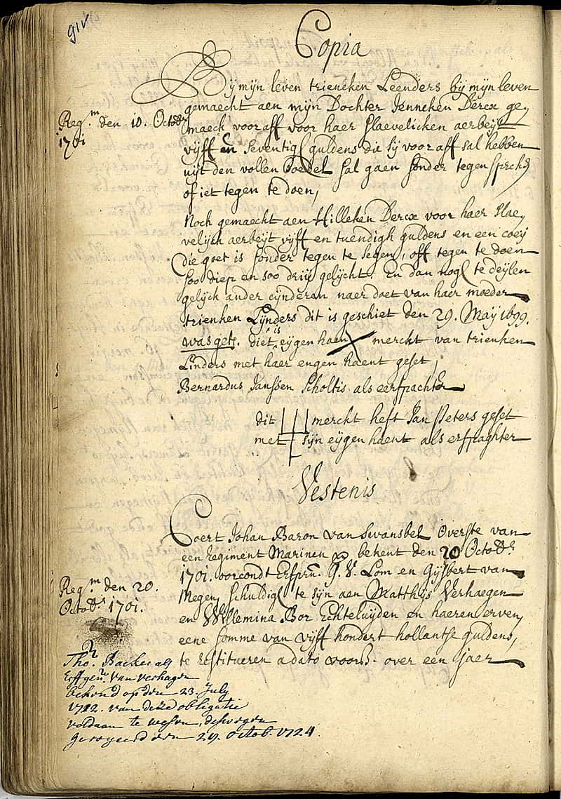 Het stuk van Trijneke Leenders, Gelders Archief toegang 0190 ORA Rijk van Nijmegen, inventaris nr.114, folio 91v