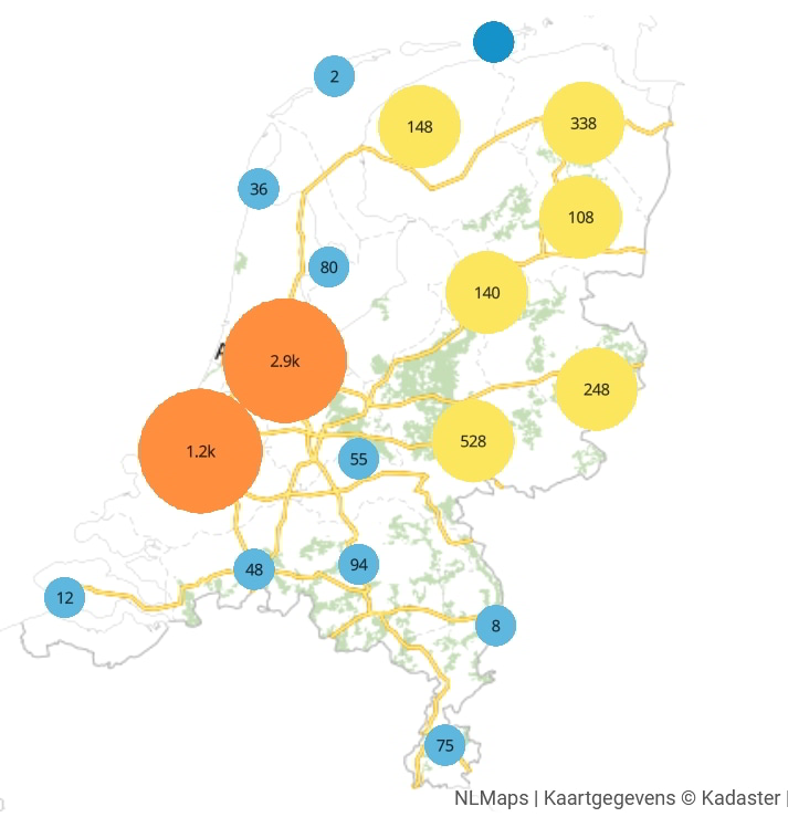 Kaart locaties van de onteigende objecten (Bron)